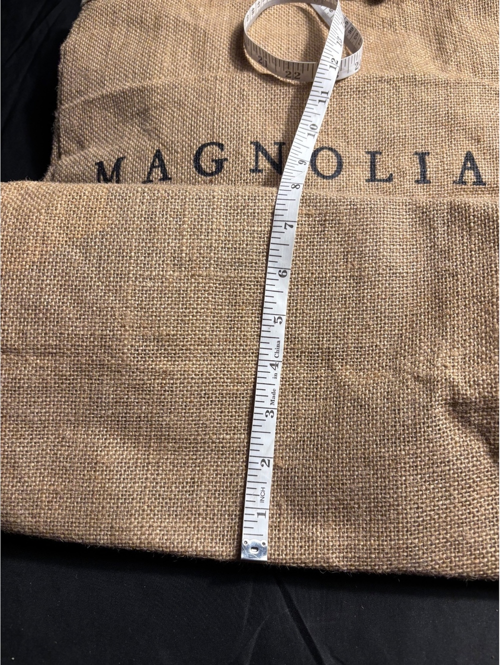 Magnolia Jute Market Tote Bag with Leather Handles - Picture 9 of 10
